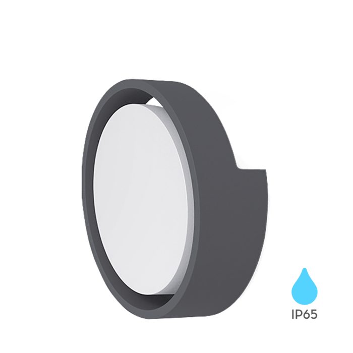 ZIDNA SVETILJKA OKRUGLA 12W IP65 SIVA 3000K - Image 1