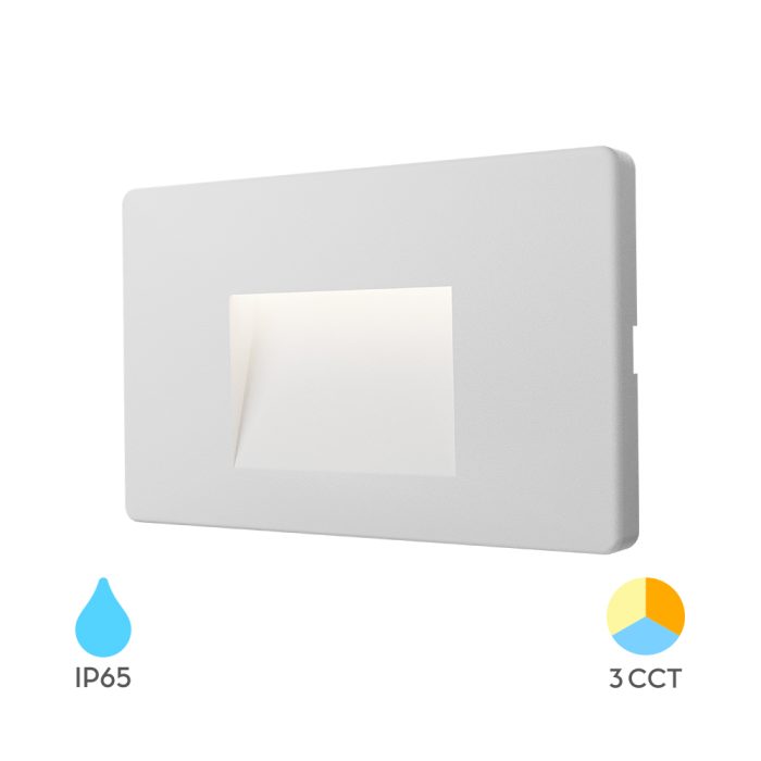 ZIDNA SVETILJKA KVADRATNA 3W IP65 BELA/CRNA CCT - Image 1