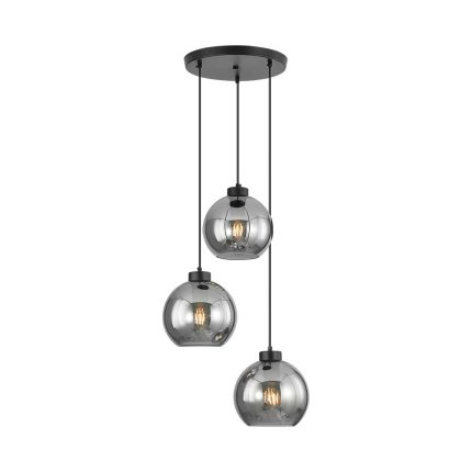 S005R 3H E27 Pendant Light – Smoky – Decorative Glass