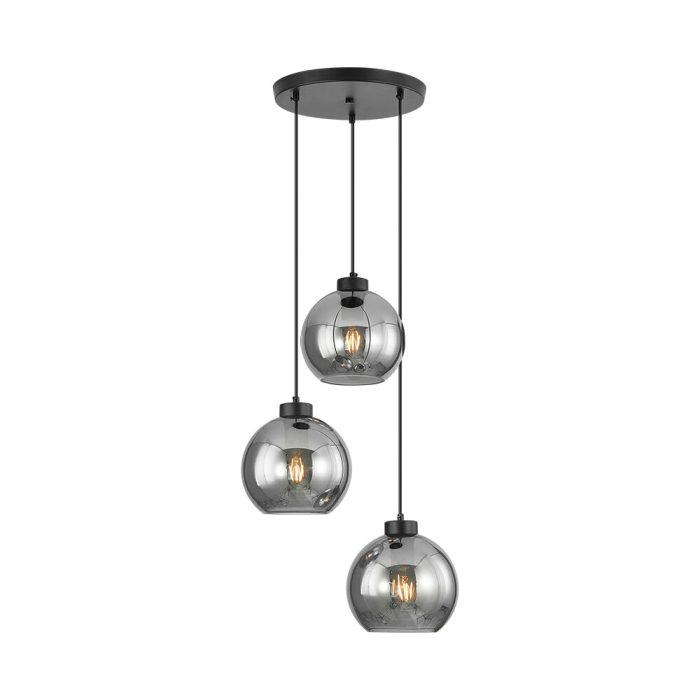 S005R 3H E27 Pendant Light – Smoky – Decorative Glass - Image 1