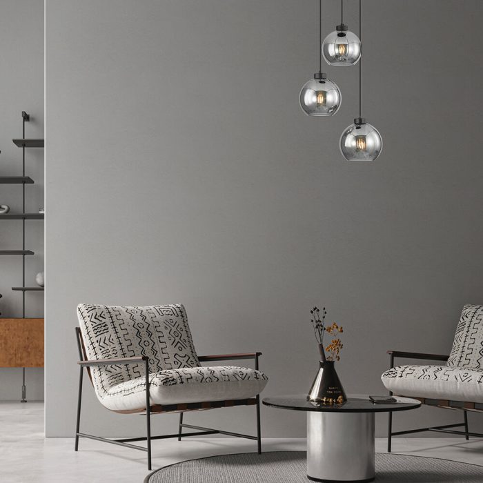 S005R 3H E27 Pendant Light – Smoky – Decorative Glass - Image 2