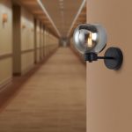 S005W 1H E27 Wall Light – Smoky – Decorative Glass - Image 2