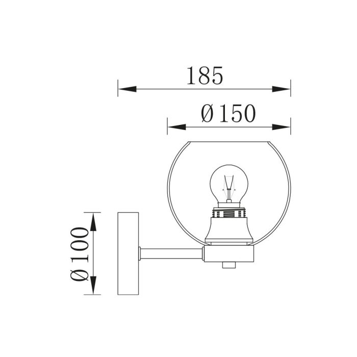 S005W 1H E27 Wall Light – Smoky – Decorative Glass - Image 4