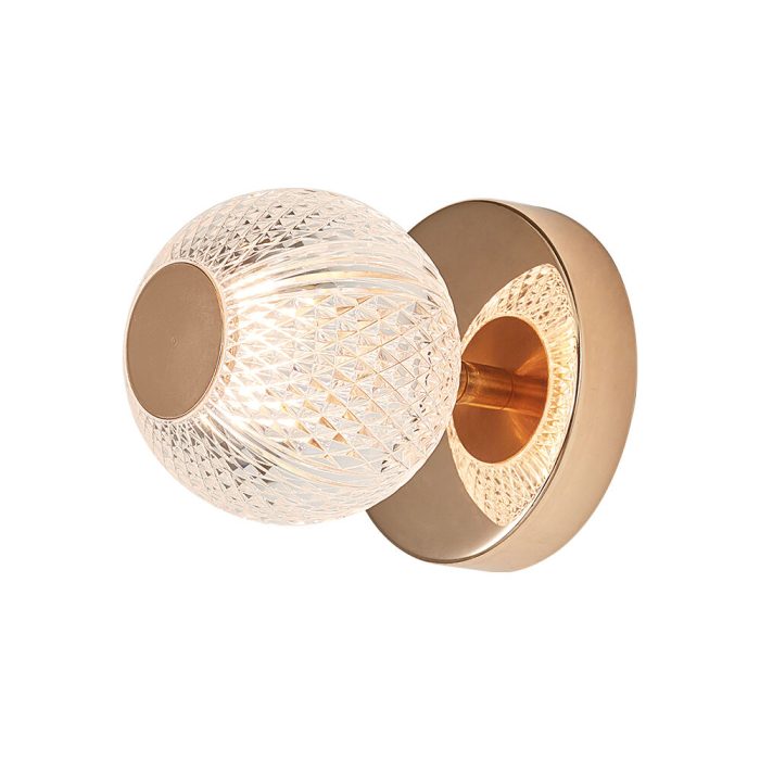 S001C 1H G9 Wall Light – Gold – Decorative Glass - Image 1