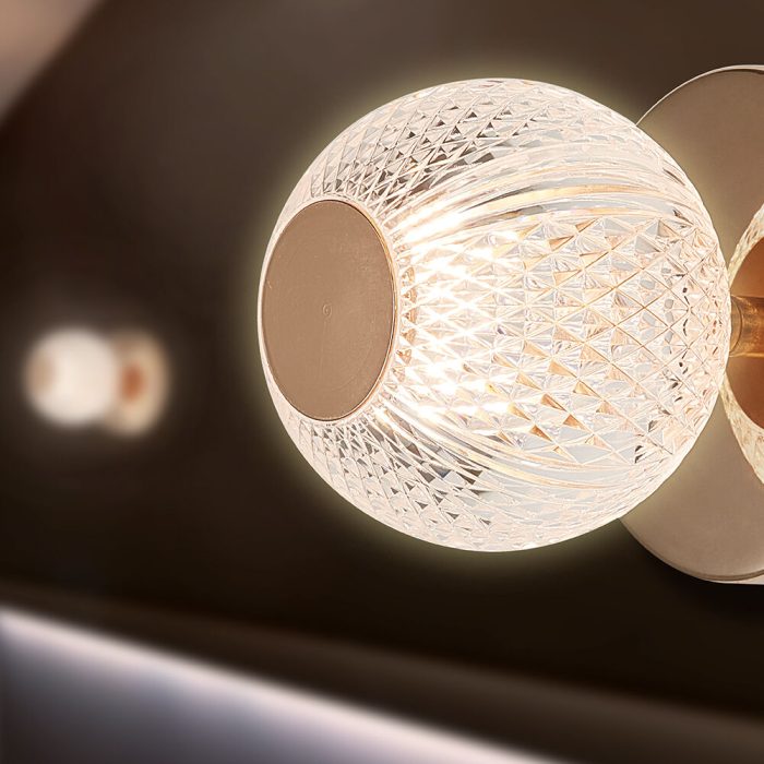 S001C 1H G9 Wall Light – Gold – Decorative Glass - Image 2