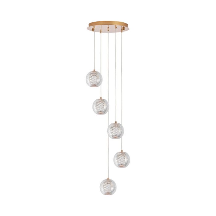 Pendant Light 5H G9 – Gold – Decorative Glass - Image 2