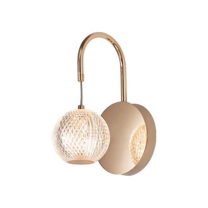 S001W 1H G9 Wall Light – Gold – Decorative Glass - Image 1