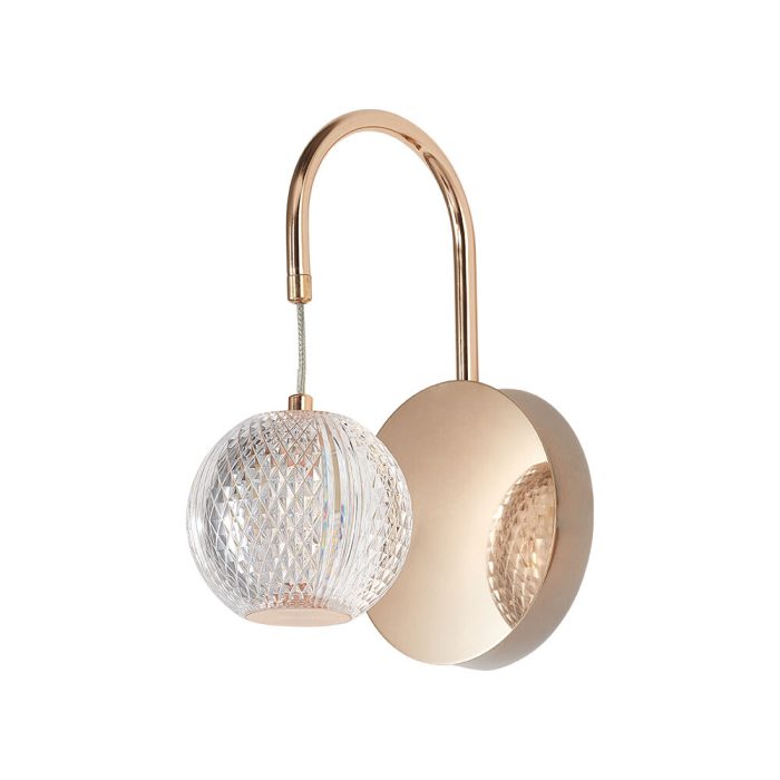 S001W 1H G9 Wall Light – Gold – Decorative Glass - Image 3