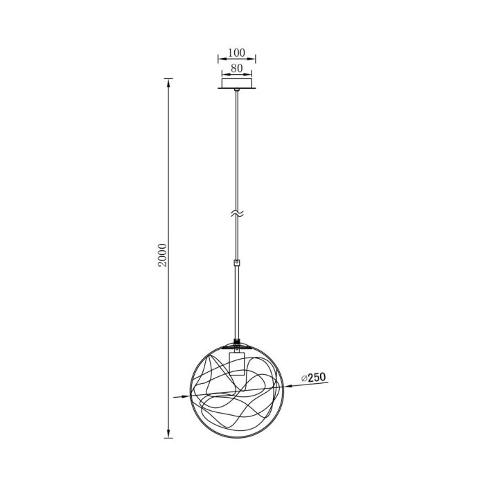 S002R 1H E27 Pendant Light – Gold – Decorative Glass - Image 4