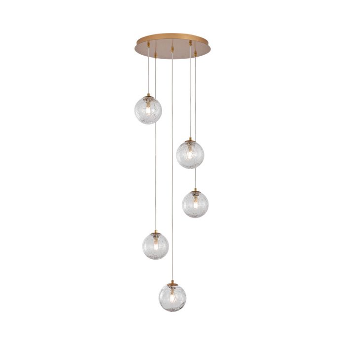 S002R 5H G9 Pendant Light – Gold – Decorative Glass - Image 1