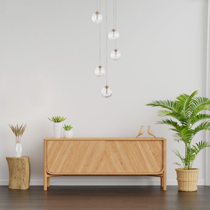 S002R 5H G9 Pendant Light – Gold – Decorative Glass - Image 2