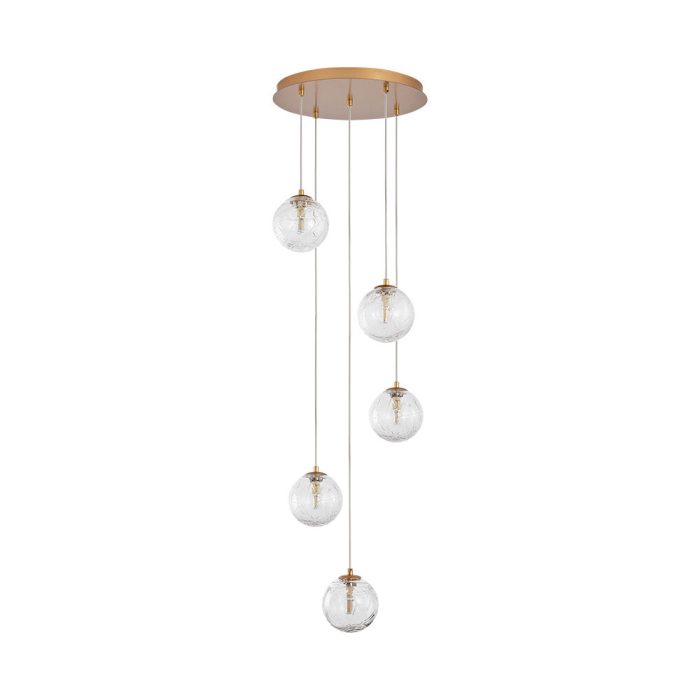 S002R 5H G9 Pendant Light – Gold – Decorative Glass - Image 3
