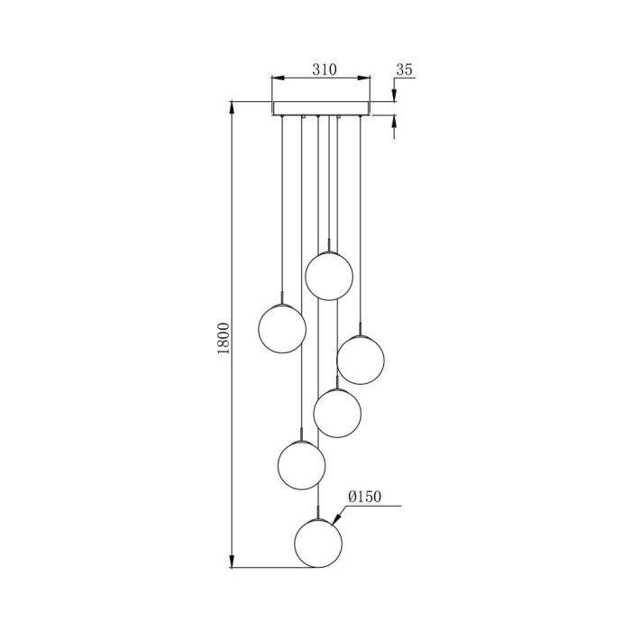 S003R 6H G9 Pendant Light – Amber – Decorative Glass - Image 3