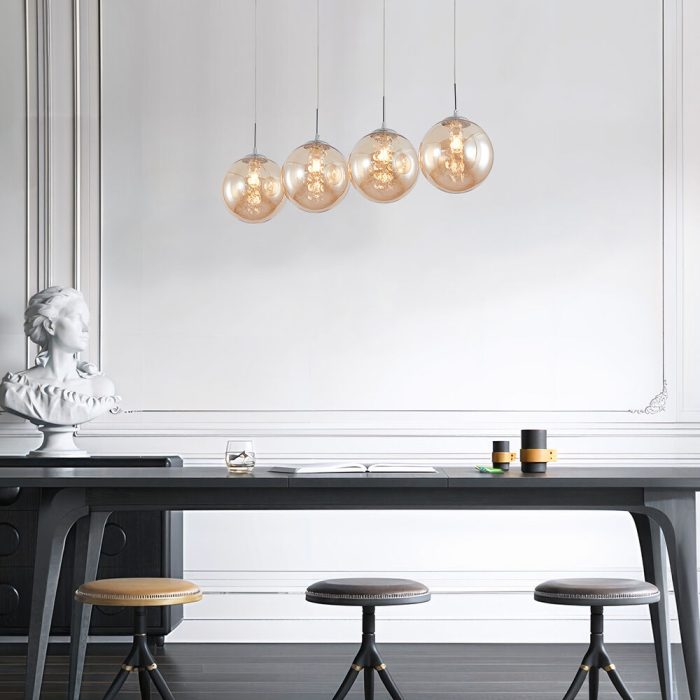 S003S 4H G9 Pendant Light – Amber – Decorative Glass - Image 2