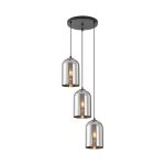 S004R 3H E27 Pendant Light – Smoky – Decorative Glass
