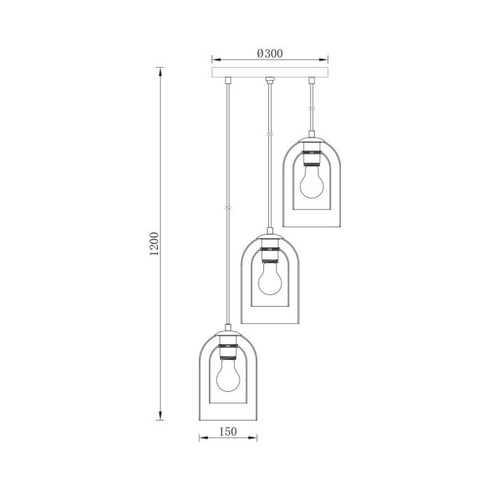 S004R 3H E27 Pendant Light – Smoky – Decorative Glass - Image 4