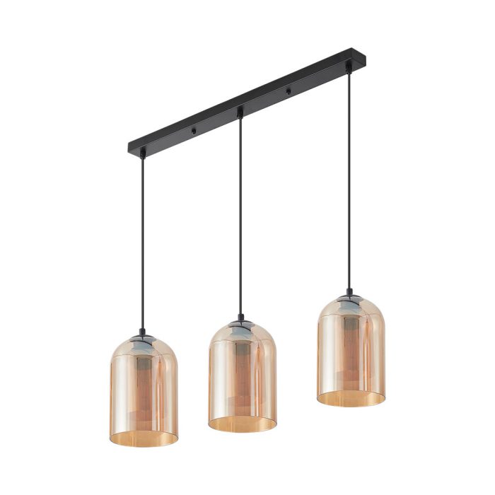 S004S 3H E27 Pendant Light – Amber – Decorative Glass - Image 3