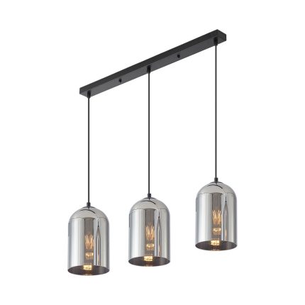 S004S 3H E27 Pendant Light – Smoky – Decorative Glass