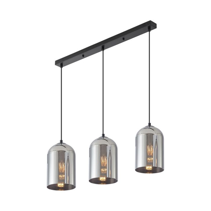S004S 3H E27 Pendant Light – Smoky – Decorative Glass - Image 1