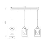 S004S 3H E27 Pendant Light – Smoky – Decorative Glass - Image 3