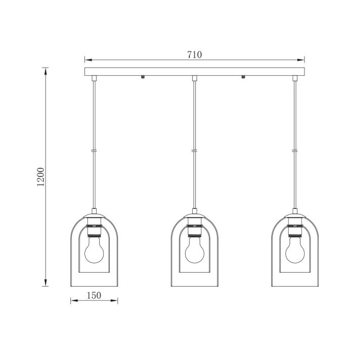 S004S 3H E27 Pendant Light – Smoky – Decorative Glass - Image 3
