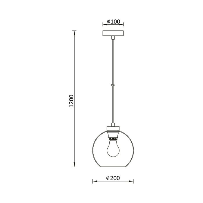 S005R 1H E27 Pendant Light – Smoky – Decorative Glass - Image 4