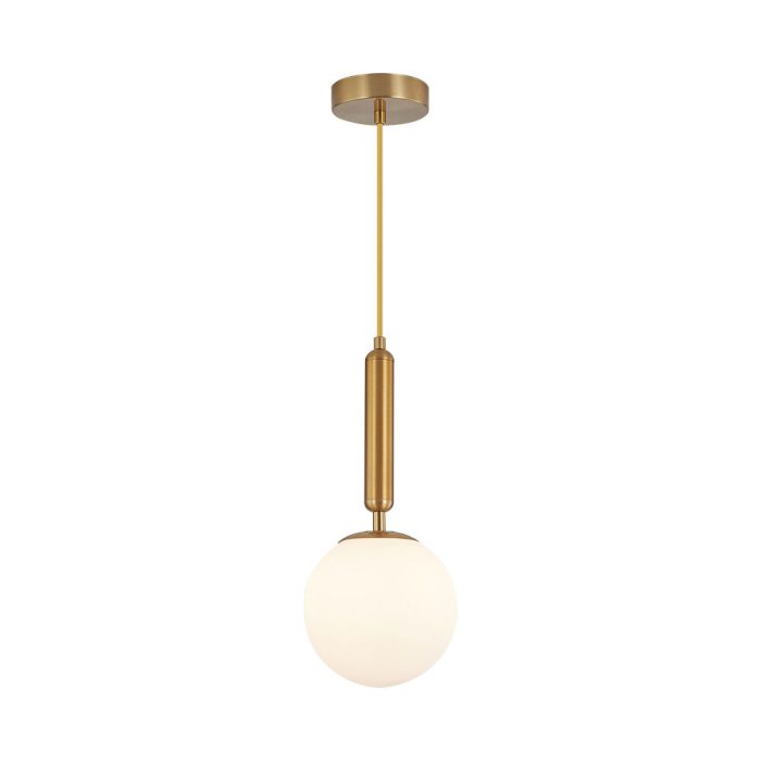 S006R 1H G9 Pendant Light – Opal & Gold – Decorative Glass - Image 1