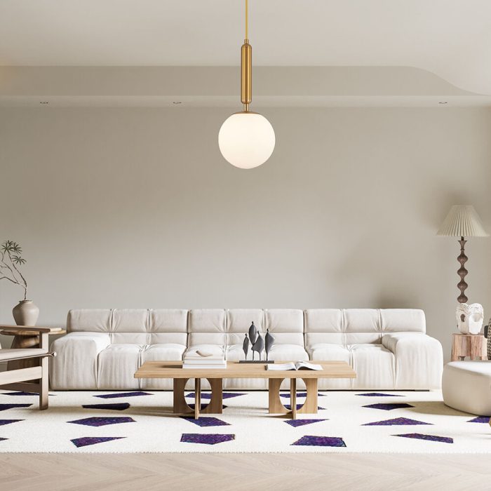 S006R 1H G9 Pendant Light – Opal & Gold – Decorative Glass - Image 2