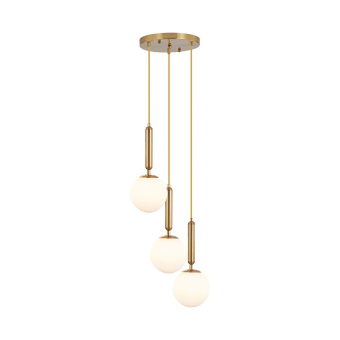 S006R 3H G9 Pendant Light – Opal & Gold – Decorative Glass - Image 1