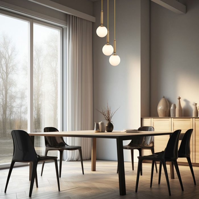 S006R 3H G9 Pendant Light – Opal & Gold – Decorative Glass - Image 2