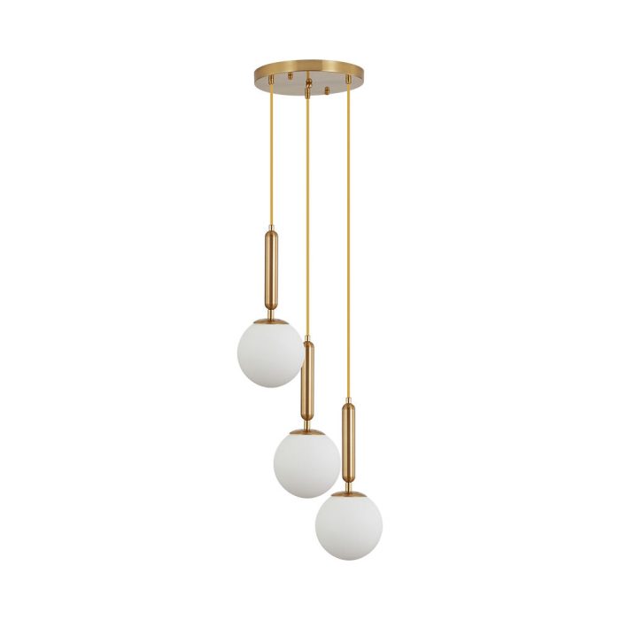 S006R 3H G9 Pendant Light – Opal & Gold – Decorative Glass - Image 3