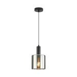 S007R 1H E27 Pendant Light – Smoky Silver – Decorative Glass