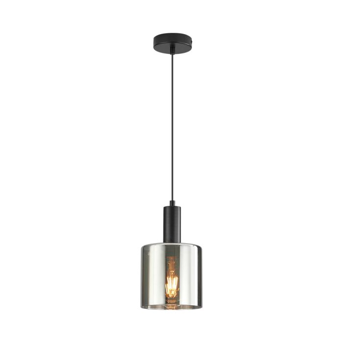 S007R 1H E27 Pendant Light – Smoky Silver – Decorative Glass - Image 1