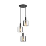 S007R 3H E27 Pendant Light – Smoky Silver – Decorative Glass