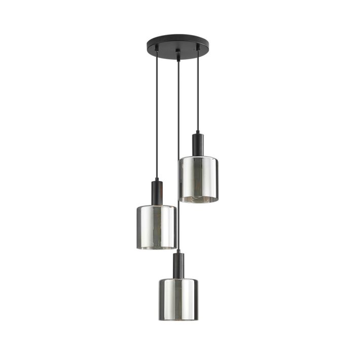 S007R 3H E27 Pendant Light – Smoky Silver – Decorative Glass - Image 3