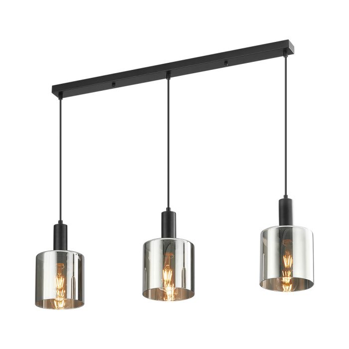 S007S 3H E27 Pendant Light – Smoky Silver – Decorative Glass - Image 1