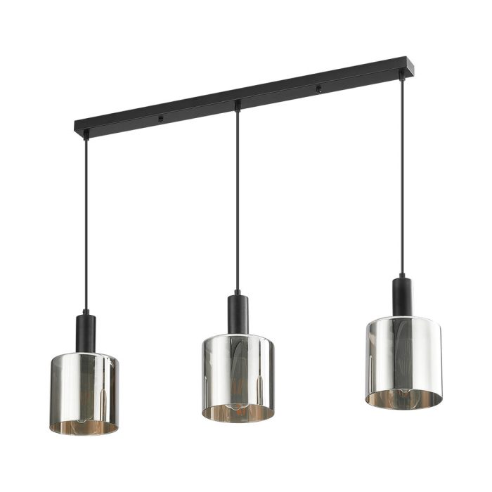 S007S 3H E27 Pendant Light – Smoky Silver – Decorative Glass - Image 3