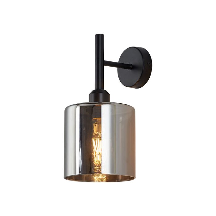 S007W 1H E27 Wall Light – Smoky Silver – Decorative Glass - Image 1