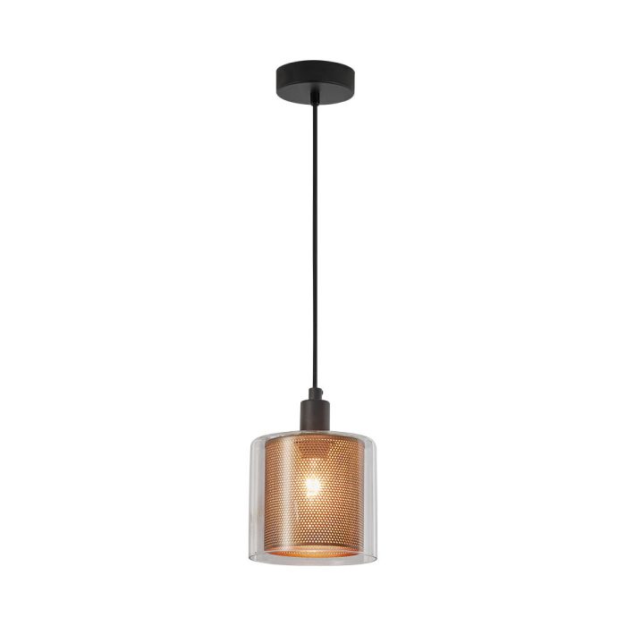 S008R 1H E14 Pendant Light – Cooper – Decorative Glass - Image 1
