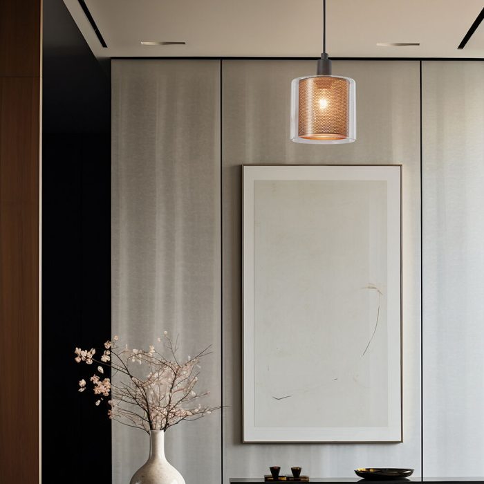 S008R 1H E14 Pendant Light – Cooper – Decorative Glass - Image 2