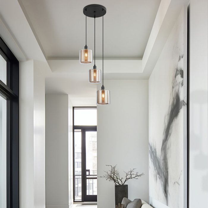 S008R 3H E14 Pendant Light – Cooper – Decorative Glass - Image 2