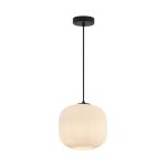 S009R 1H E27 Pendant Light – Opal & Black – Decorative Glass