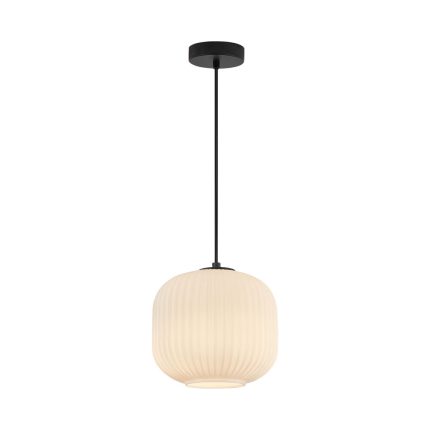 S009R 1H E27 Pendant Light – Opal & Black – Decorative Glass