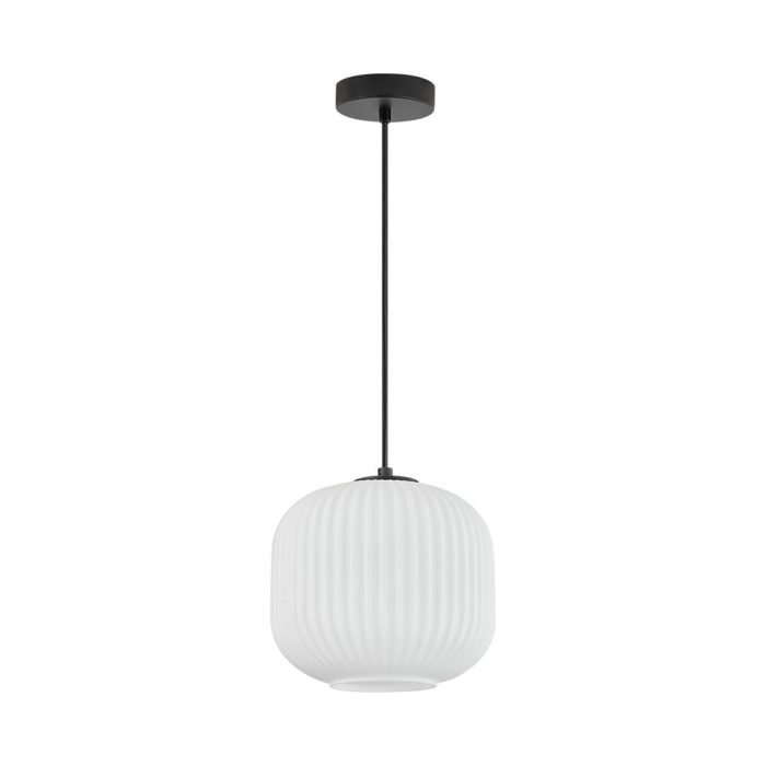S009R 1H E27 Pendant Light – Opal & Black – Decorative Glass - Image 3