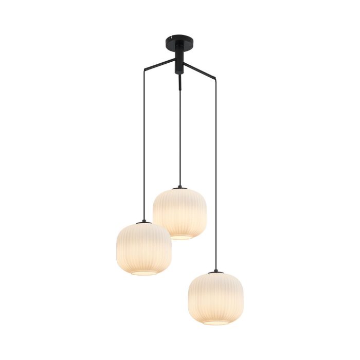 S009R 3H E27 Pendant Light – Opal & Black – Decorative Glass - Image 1