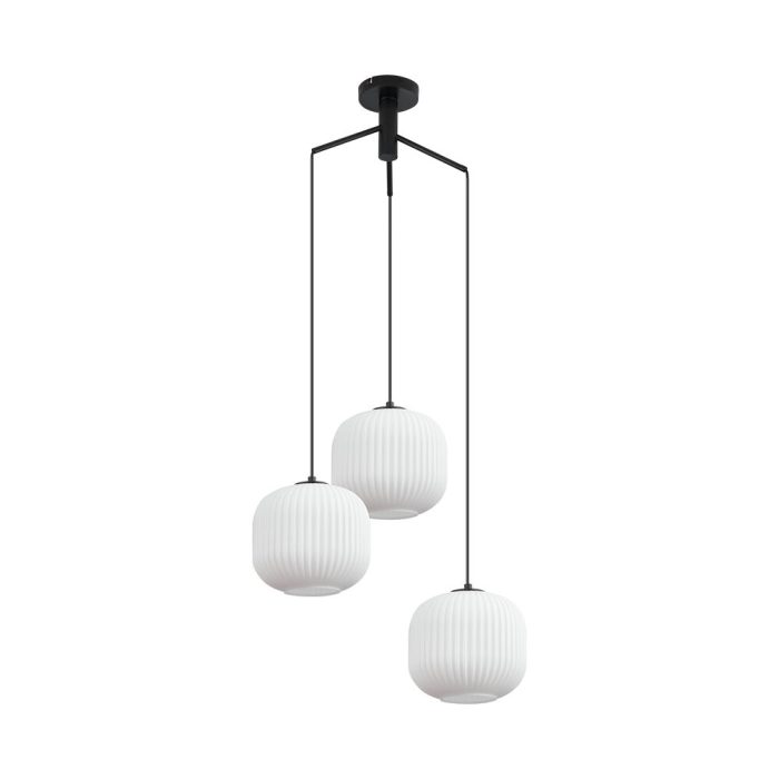 S009R 3H E27 Pendant Light – Opal & Black – Decorative Glass - Image 3
