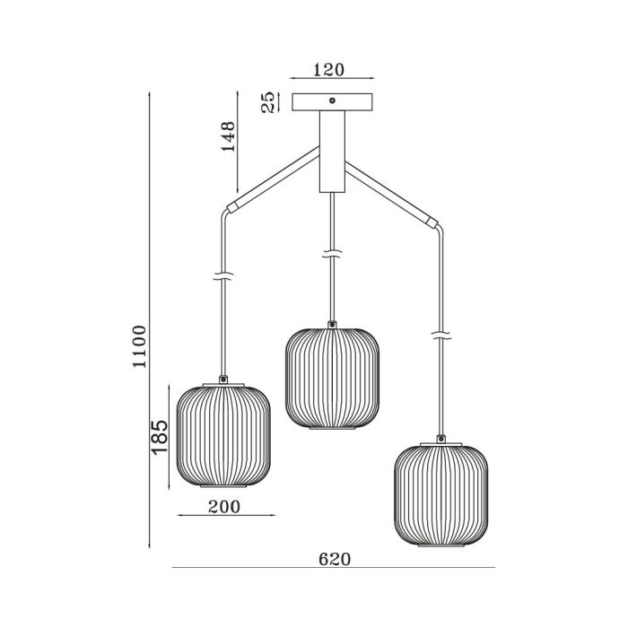 S009R 3H E27 Pendant Light – Opal & Black – Decorative Glass - Image 4