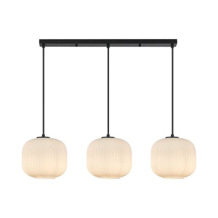 S009S 3H E27 Pendant Light – Opal & Black – Decorative Glass