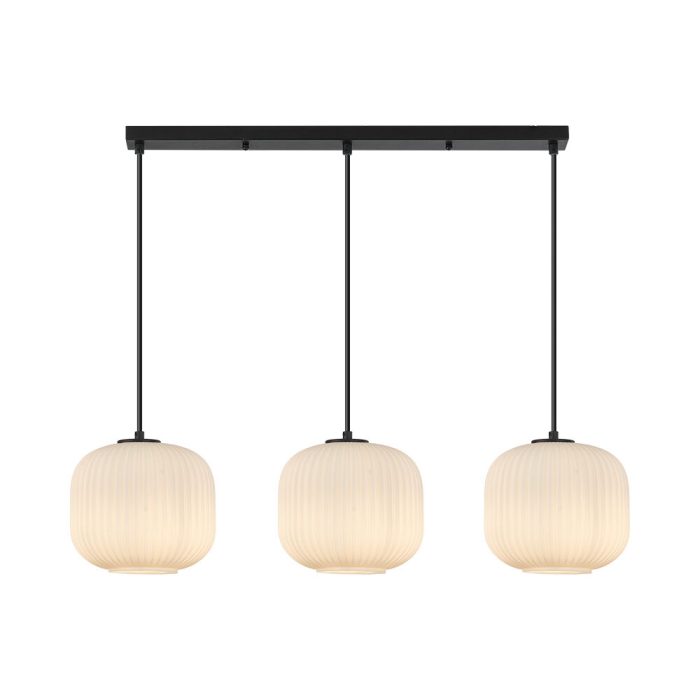 S009S 3H E27 Pendant Light – Opal & Black – Decorative Glass - Image 1