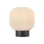 S009T 1H E27 Table Lamp – Opal & Black – Decorative Glass